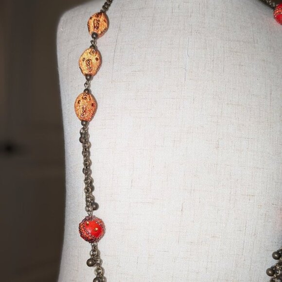 Chico's Boho Long Textured Beaded Beads Indian Asian Inspired 36" Necklace Retro - Picture 4 of 6